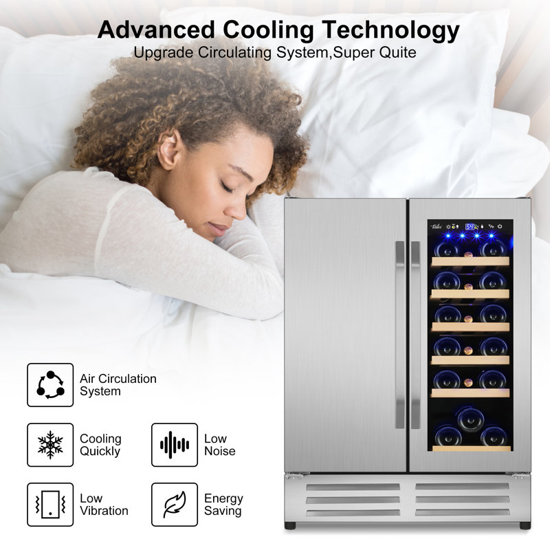 Velivi 24 inch 18 Bottle and 57 Can Dual Zone BuiltIn/Freestanding